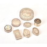 ϒ Eight George III silver pill boxes