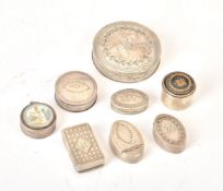 ϒ Eight George III silver pill boxes