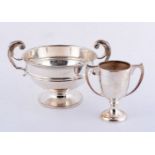 Two silver twin handled trophy cups