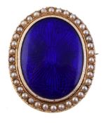 A 19th century enamel and half pearl brooch