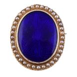 A 19th century enamel and half pearl brooch