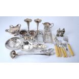 Four silver items and various plated wares