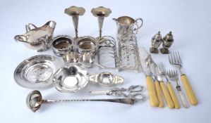 Four silver items and various plated wares