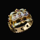 A 19th century and later enamel dress ring