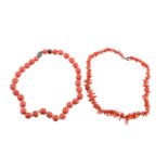 A coral bead necklace