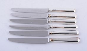 A set of six silver bevelled pattern handled table knives by J. B. Chatterley & Sons Ltd