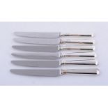A set of six silver bevelled pattern handled table knives by J. B. Chatterley & Sons Ltd