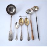A William IV Scottish silver fiddle and shell pattern soup ladle by James McKay
