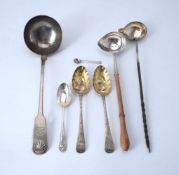 A William IV Scottish silver fiddle and shell pattern soup ladle by James McKay