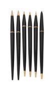Parker, a collection of black desk stand pens and propelling pencils