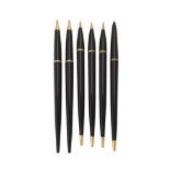 Parker, a collection of black desk stand pens and propelling pencils