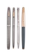 Sheaffer, a silver coloured fountain pen and ball point pen