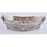 A late 19th century silver navette shaped basket by Wolf & Knell