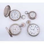 Russian white metal open face keyless wind pocket watch