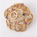 A 1960s sapphire and ruby brooch