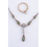 An emerald and diamond necklace