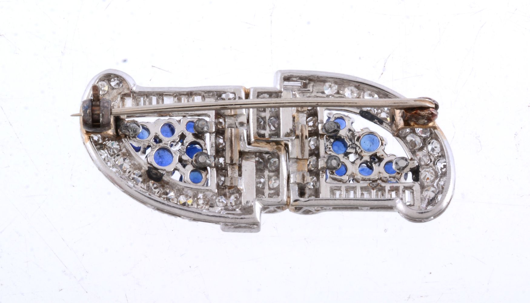 A sapphire and diamond plaque brooch - Image 2 of 2
