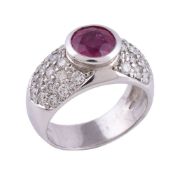 A ruby and diamond ring