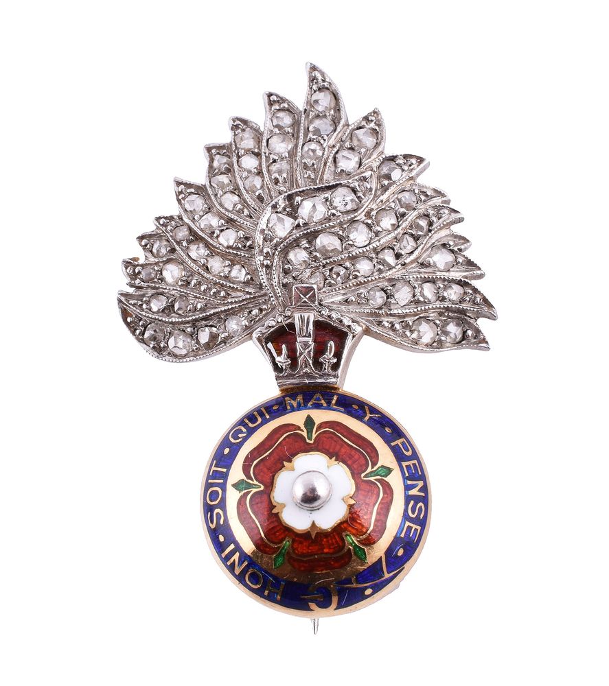 A diamond set Royal Fusileers Regimental brooch