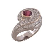 A ruby and diamond dress ring