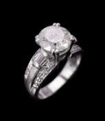 A diamond single stone ring