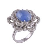 A sapphire and diamond ring