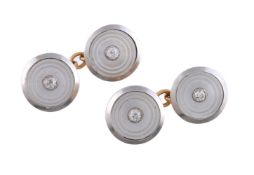 ϒ A pair of diamond and mother of pearl double sided cufflinks