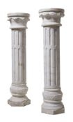 A pair of Continental, probably Italian, white marble columnar pedestals