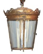 A bronzed metal and glazed circular hall lantern