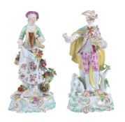 A pair of Derby figures of a shepherd and companion