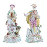 A pair of Derby figures of a shepherd and companion