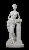 A Continental sculpted white marble model of a maiden in Neoclassical style