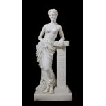 A Continental sculpted white marble model of a maiden in Neoclassical style