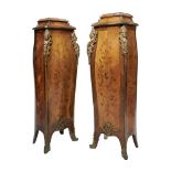 ϒ A pair of French Kingwood and gilt metal mounted pedestals