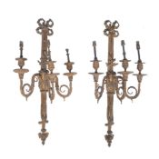 A set of six French gilt bronze wall appliques in Louis XVI taste