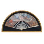 ϒ A French or Italian gouache paper and ivory mounted fan