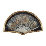 A Continental, probably French, paper and bone mounted fan in Historicist taste