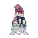 A Bow porcelain figure emblematic of Winter from a series of the Seasons