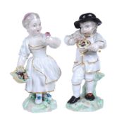 A pair of Derby figures of children emblematic of Winter and Spring from a series of the Four Season