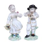 A pair of Derby figures of children emblematic of Winter and Spring from a series of the Four Season