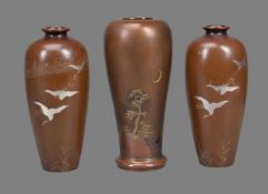 A Pair of Japanese Bronze vases