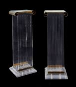 A pair of modern Perspex and gilt metal pedestal stands
