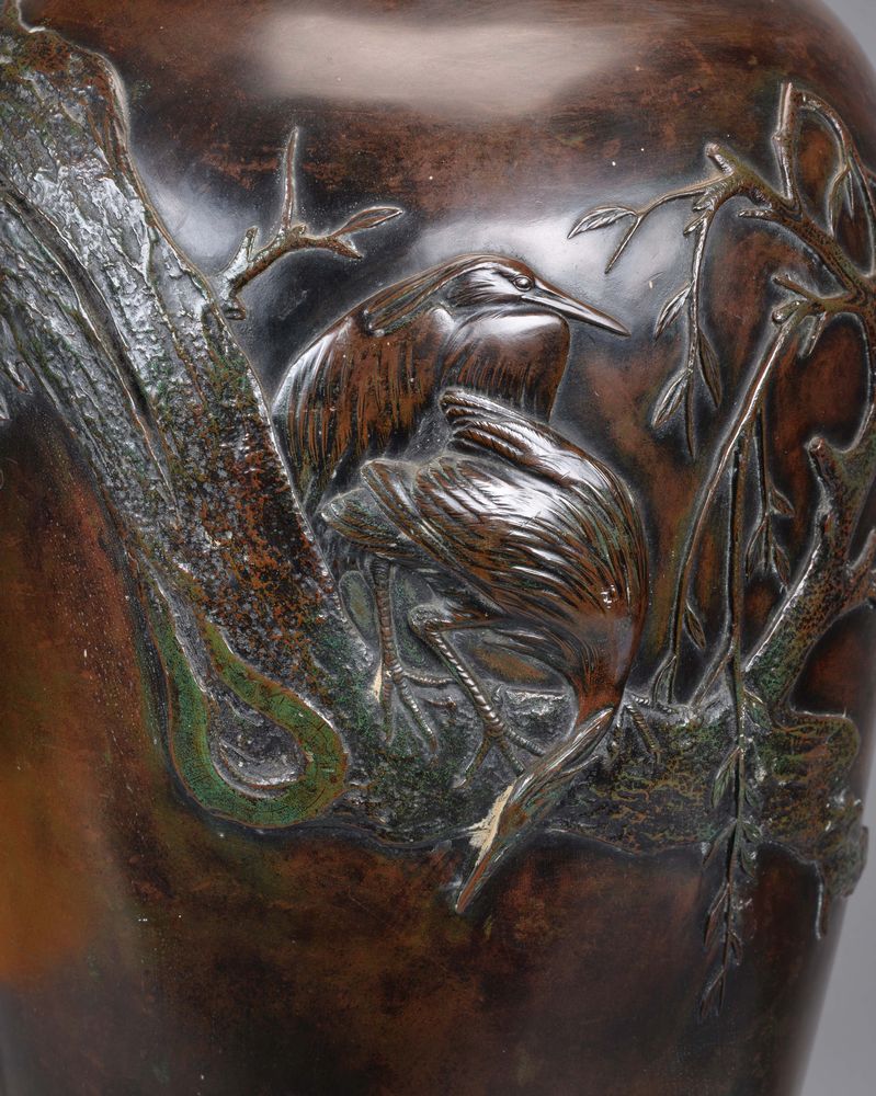 A Large Japanese Bronze Vase - Image 2 of 5