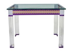 A Perspex and glass topped console table