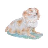 A Derby porcelain model of a Bolognese terrier in the Meissen style