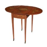 ϒ A Sheraton Revival satinwood and tulipwood banded Pembroke table