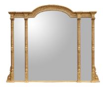 A Victorian carved giltwood and composition overmantel mirror