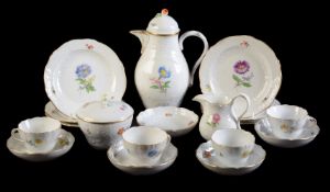 A Meissen (outside decorated) deutsche Blumen part coffee service