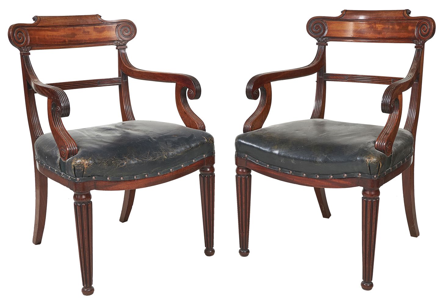 A set of six George IV mahogany and leather upholstered dining chairs - Image 2 of 2