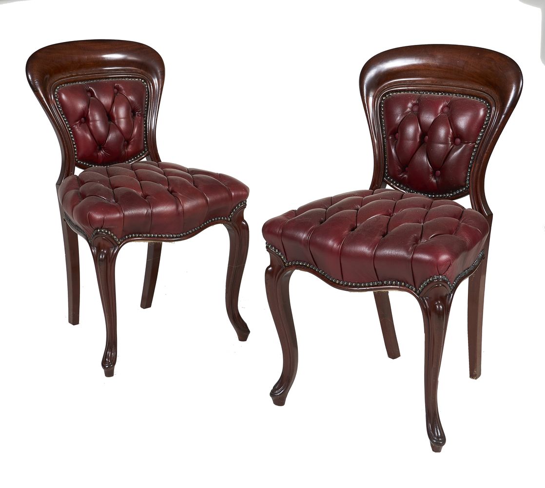 A set of eight Victorian mahogany and leather upholstered dining chairs - Image 2 of 2